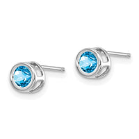 14k White Gold 4mm Blue topaz December Earrings-XBE252