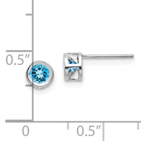 14k White Gold 4mm Blue topaz December Earrings-XBE252