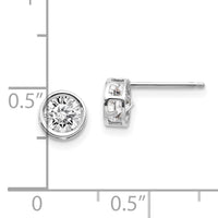 14k White Gold 5mm Bezel White Topaz Stud Earrings-XBE256