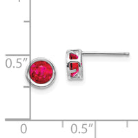 14k White Gold 5mm Bezel Ruby Stud Earrings-XBE259