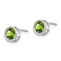 14k White Gold 5mm Bezel Peridot Stud Earrings-XBE260