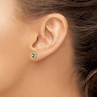 14k White Gold 5mm Bezel Peridot Stud Earrings-XBE260