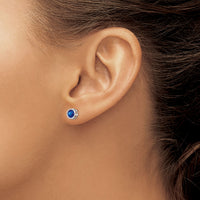 14k White Gold 5mm Bezel Sapphire Stud Earrings-XBE261