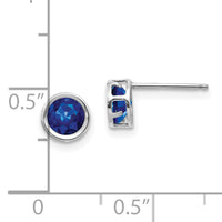 14k White Gold 5mm Bezel Sapphire Stud Earrings-XBE261