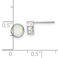 14k White Gold 5mm Bezel Opal Stud Earrings-XBE262