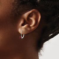 14k White Gold 4mm Garnet/January Earrings-XBE265