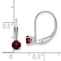 14k White Gold 4mm Garnet/January Earrings-XBE265