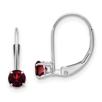 14k White Gold 4mm Garnet/January Earrings-XBE265