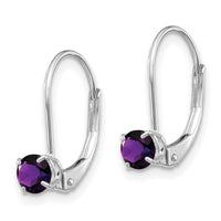 14k White Gold 4mm Amethyst/February Earrings-XBE266