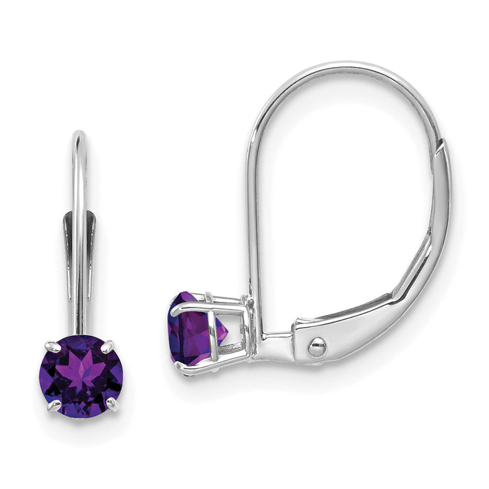14k White Gold 4mm Amethyst/February Earrings-XBE266