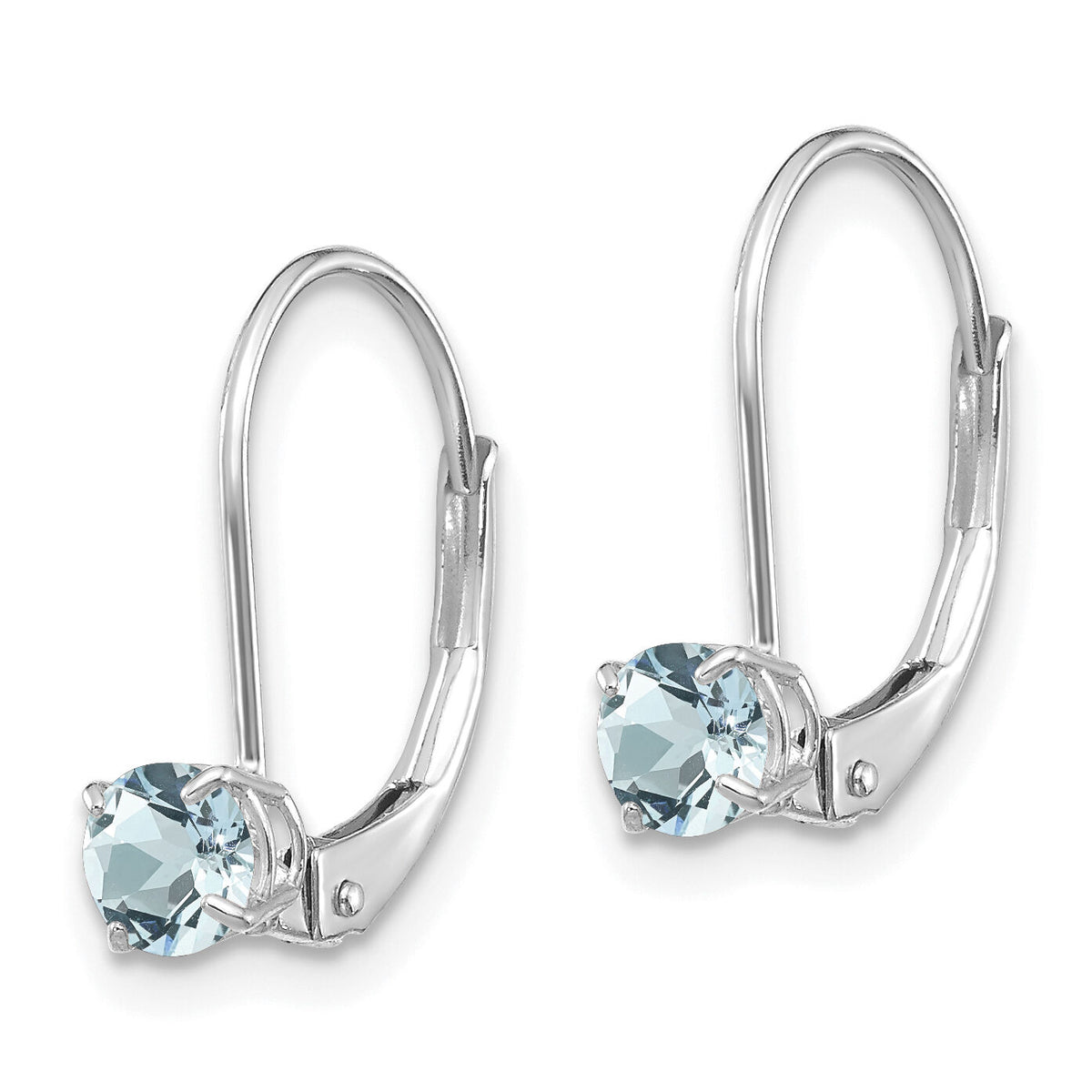 14k White Gold 4mm Aquamarine/March Earrings-XBE267