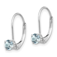 14k White Gold 4mm Aquamarine/March Earrings-XBE267
