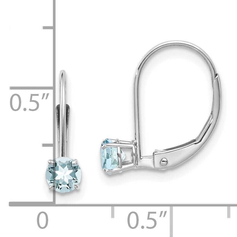 14k White Gold 4mm Aquamarine/March Earrings-XBE267