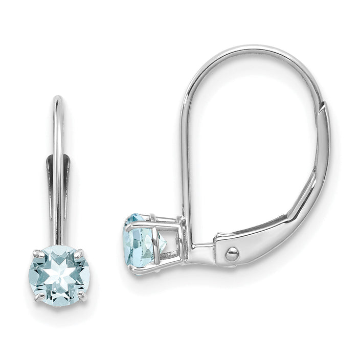 14k White Gold 4mm Aquamarine/March Earrings-XBE267