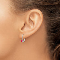 14k White Gold 4mm Round July/Ruby Leverback Earrings-XBE271