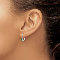 14k White Gold 4mm Round August/Peridot Leverback Earrings-XBE272