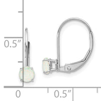14k White Gold 4mm Round October/Opal Leverback Earrings-XBE274