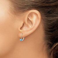14k White Gold 4mm Round December/Blue Topaz Leverback Earrings-XBE276