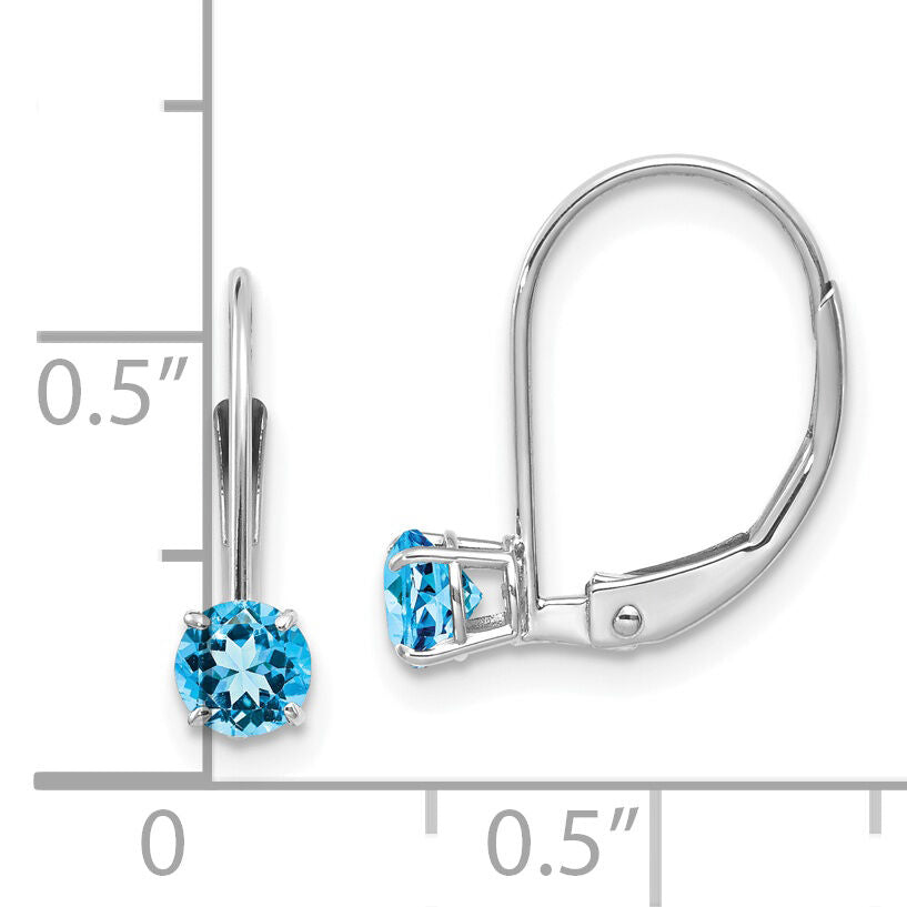 14k White Gold 4mm Round December/Blue Topaz Leverback Earrings-XBE276