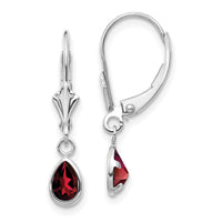 14k 6x4mm White Gold Garnet/January Earrings-XBE277