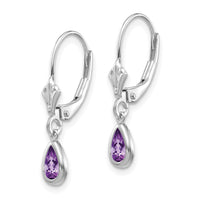 14k 6x4mm White Gold Amethys/February Earrings-XBE278
