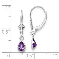 14k 6x4mm White Gold Amethys/February Earrings-XBE278