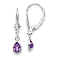 14k 6x4mm White Gold Amethys/February Earrings-XBE278