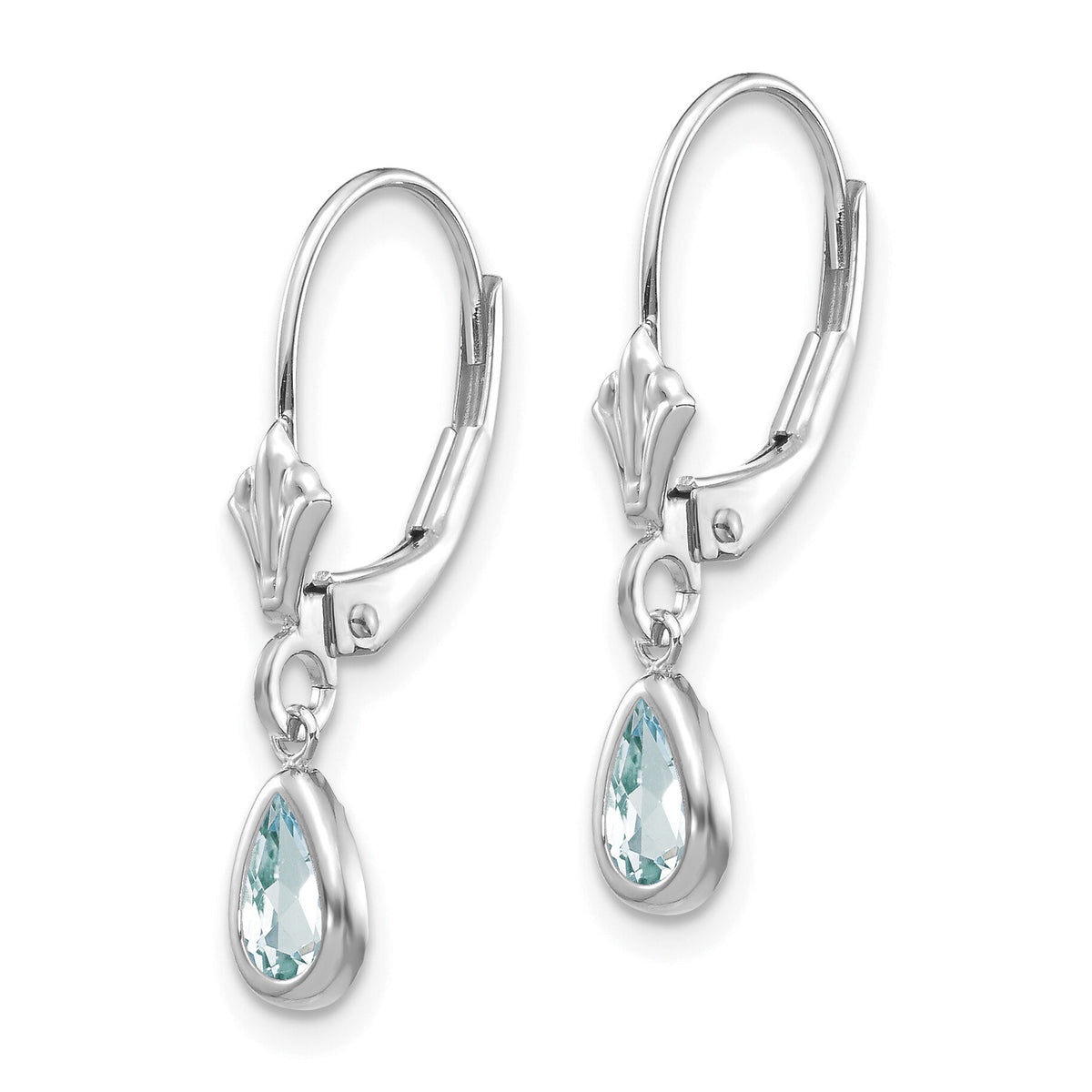 14k White Gold 6x4mm Aquamarine/March Earrings-XBE279