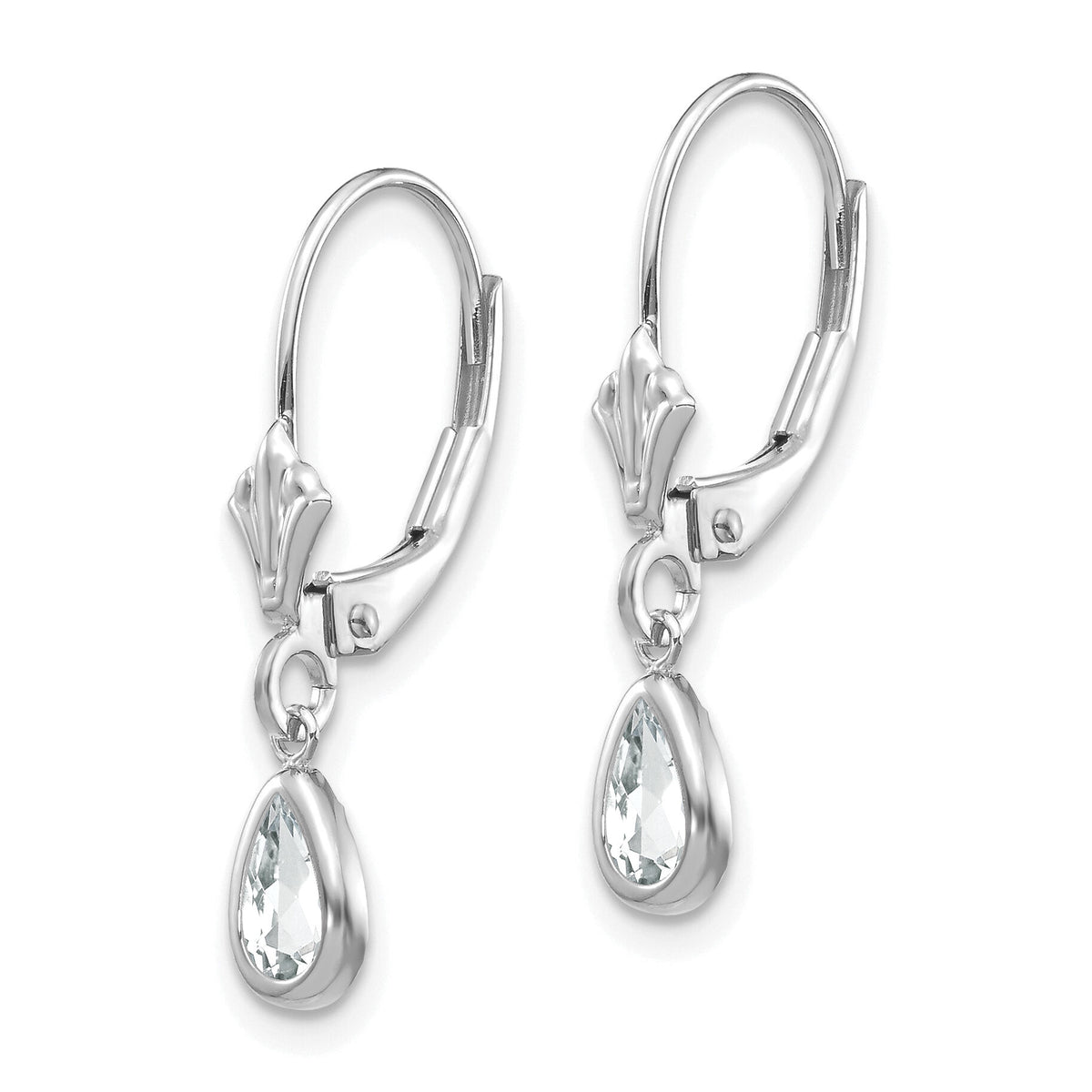 14k White Gold 6x4mm White Topaz/April Earrings-XBE280