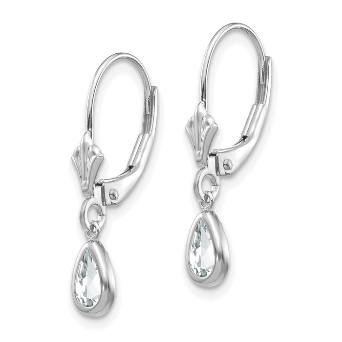 14k White Gold 6x4mm White Topaz/April Earrings-XBE280