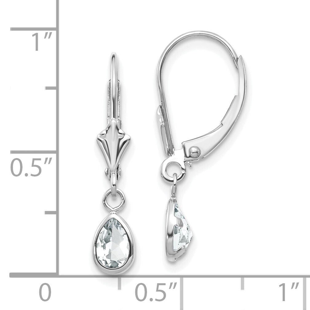 14k White Gold 6x4mm White Topaz/April Earrings-XBE280