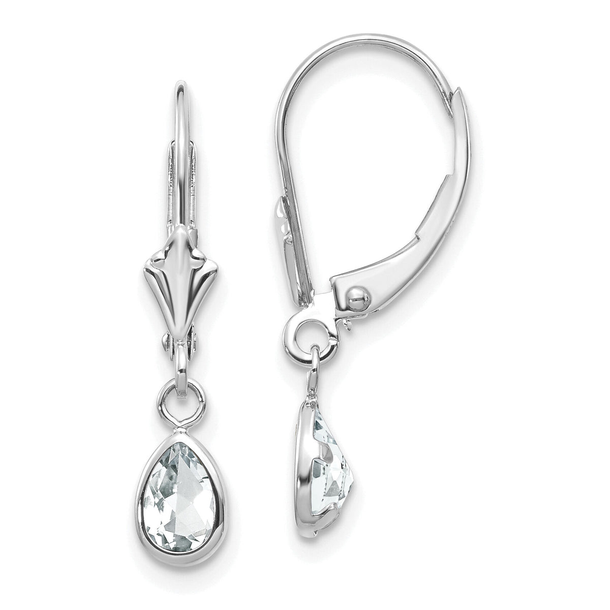 14k White Gold 6x4mm White Topaz/April Earrings-XBE280