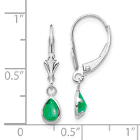 14k White Gold 6x4mm Emerald/May Earrings-XBE281