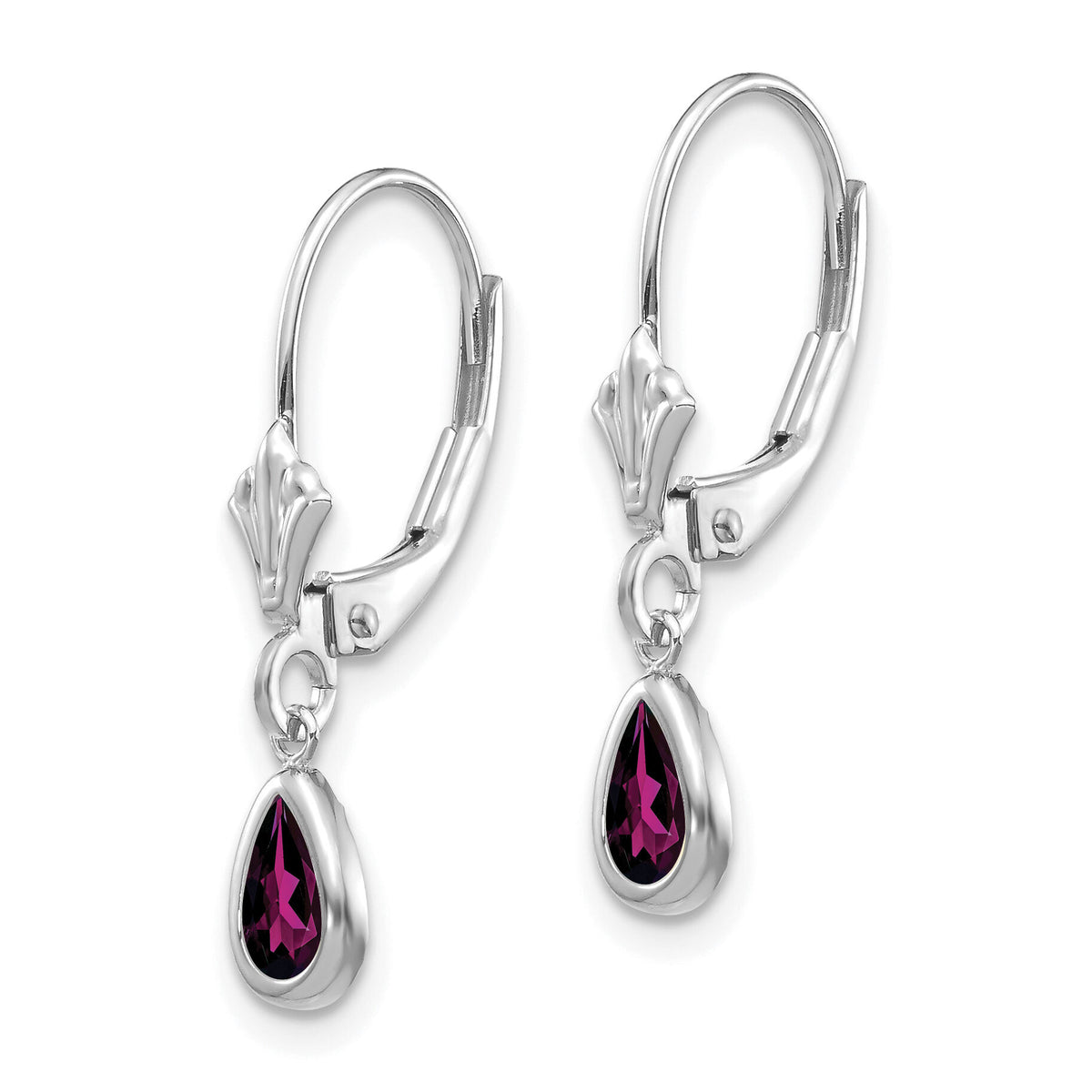 14k White Gold 6x4mm Rhodolite Garnet/June Earrings-XBE282