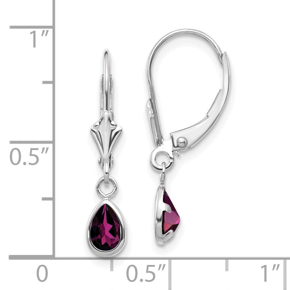 14k White Gold 6x4mm Rhodolite Garnet/June Earrings-XBE282