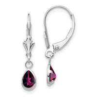 14k White Gold 6x4mm Rhodolite Garnet/June Earrings-XBE282