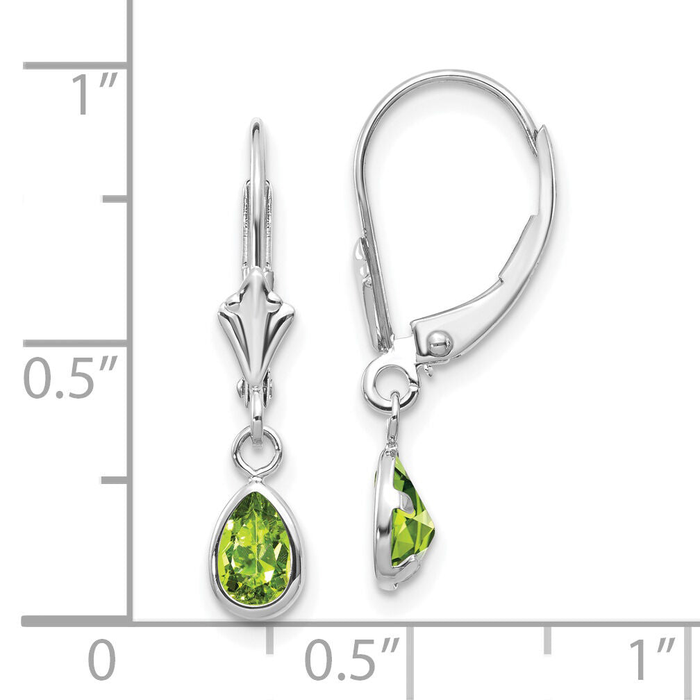 14k White Gold 6x4mm Peridot/August Earrings-XBE284