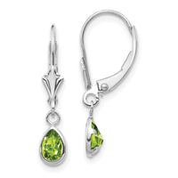 14k White Gold 6x4mm Peridot/August Earrings-XBE284