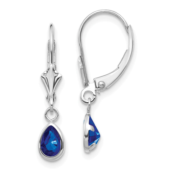 14k White Gold 6x4mm Sapphir/September Earrings-XBE285
