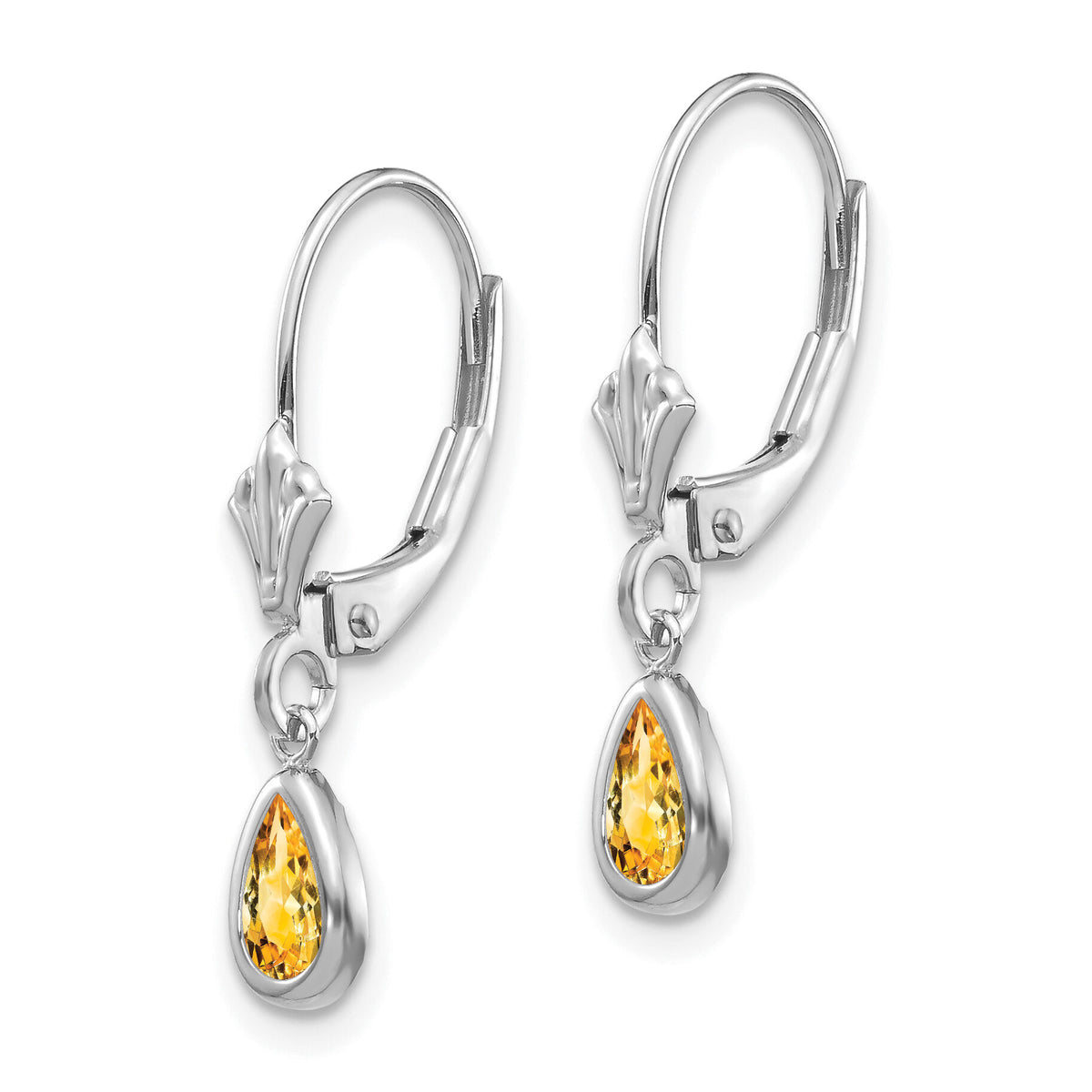 14k White Gold 6x4mm Citrin/November Earrings-XBE287