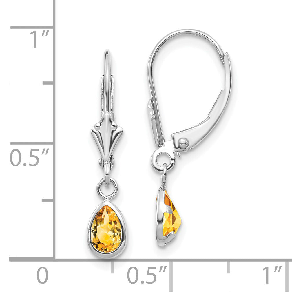 14k White Gold 6x4mm Citrin/November Earrings-XBE287