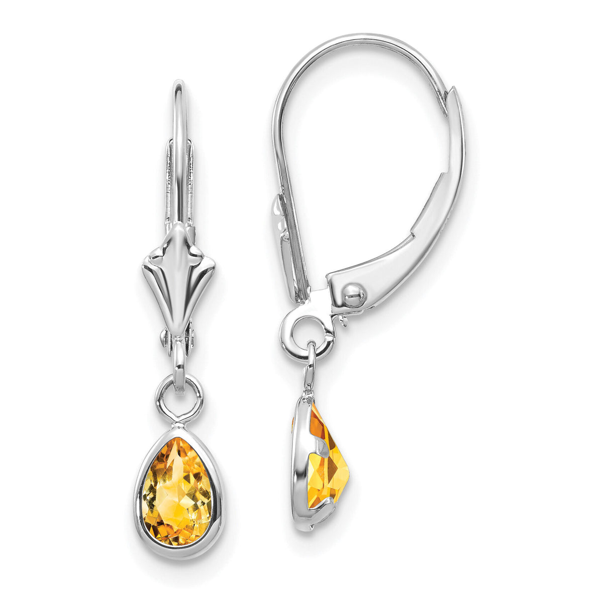 14k White Gold 6x4mm Citrin/November Earrings-XBE287