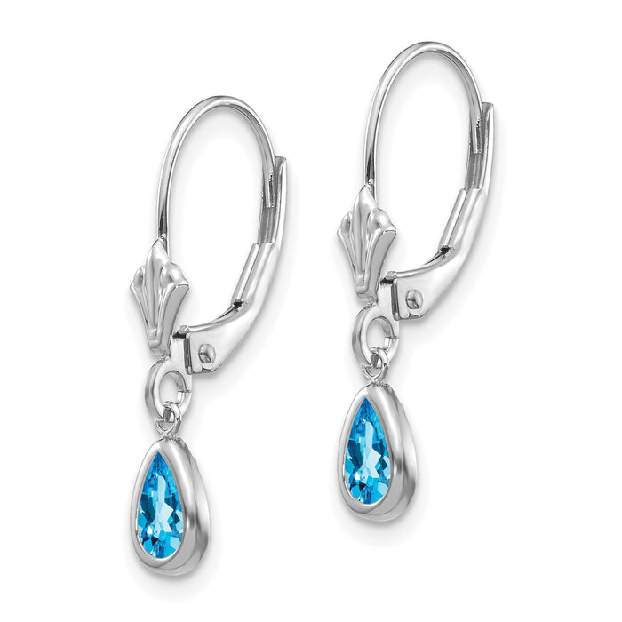 14k White Gold 6x4mm Blue Topaz/December Earrings-XBE288