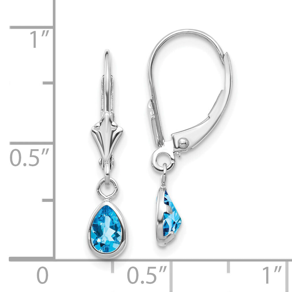 14k White Gold 6x4mm Blue Topaz/December Earrings-XBE288