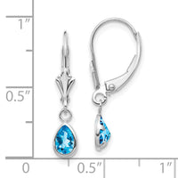 14k White Gold 6x4mm Blue Topaz/December Earrings-XBE288