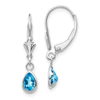 14k White Gold 6x4mm Blue Topaz/December Earrings-XBE288