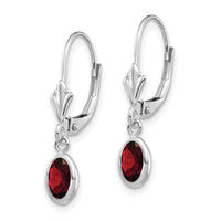 14k White Gold 6x4 Oval Garnet/January Earrings-XBE289