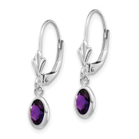 14k White Gold 6x4mm Oval Amethyst/February Earrings-XBE290
