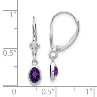 14k White Gold 6x4mm Oval Amethyst/February Earrings-XBE290
