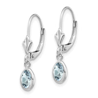 14k White Gold 6x4mm Oval Aquamarine/March Earrings-XBE291